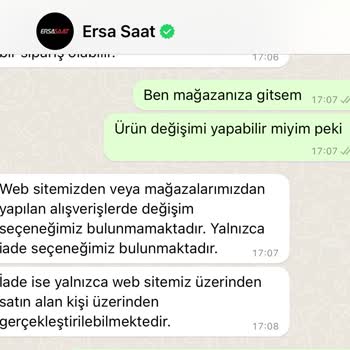 Ersa Saat 14 Günlük Yasal Süre Zarfında Değişim Yapmayan Firma Hk