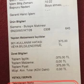 Siemens Bulaşık Makinesi Boya Soyulması