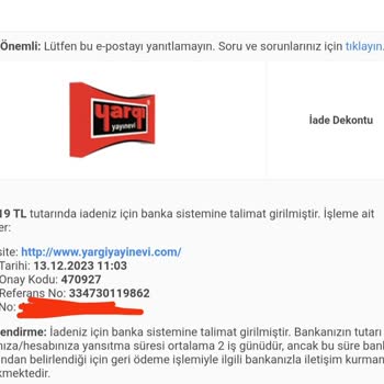 Yargı Yayınevi Kitap İadesi 10 Gün Gecikmeli