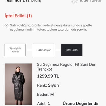 DeFacto Sipariş İptal Edilmiş