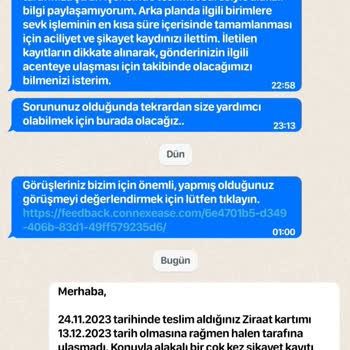 AGT Kurye (aynigunteslim.com) Ziraat Kartıma Ulaşamama Sorunu