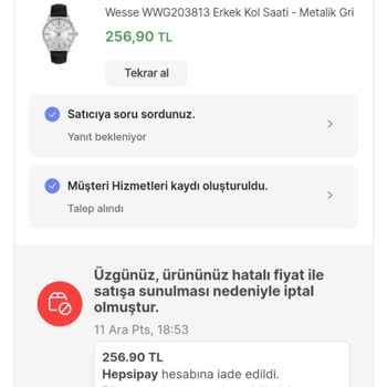 Hepsiburada Fiyatlandırma Hatası Bahanesi İle İptal Edilen Siparişler.