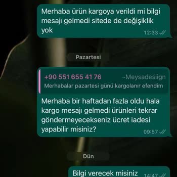 Meysadesign Değişimden Sonra Teslim Edilmeyen Ürünler
