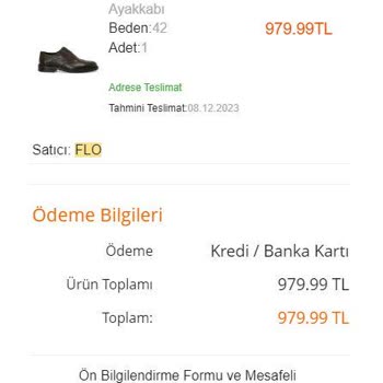 FLO Ayakkabı FLO Online Satın Aldığım Ürünü Teslim Etmedi.