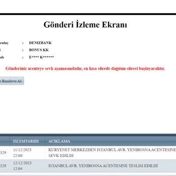 6313337263296 Kuryenet Takıp Numaralı