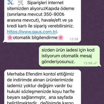 Gaus Ücret İadesi Talebi