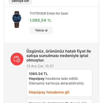 Hepsiburada Hatalı Fiyat! Sipariş İptali Mağduriyeti
