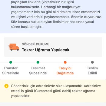 Trendyol Express Avans Şubesi Kuryesinin Teslim Edilen Kargoyu Geri