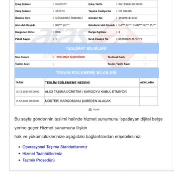 Aras Kargo Silifke Şubesi Kendi Sistemleri İle Oyun Oynuyor!