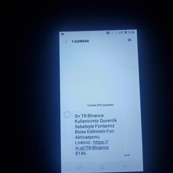 Binance Şüpheli Mesaj/ Gönderen Y. Ağırman