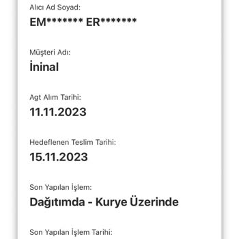 AGT Kurye (aynigunteslim.com) İninal Kargo Teslimatında Gecikme Ve İlgisizlik