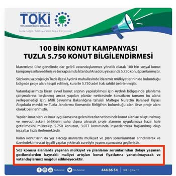 100 Bin Konut 5750 TOKİ Projesi Hakkında