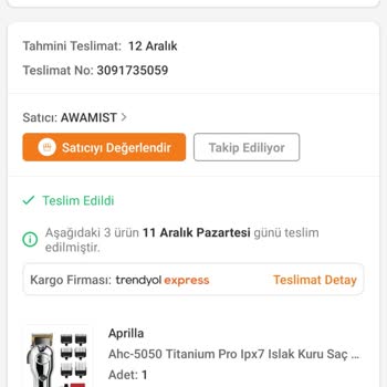 8042584118 Numaralı Trendyol Siparişi Eksik Geldi