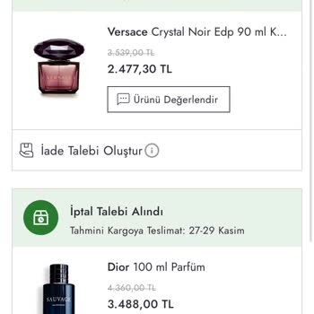 Boyner Dior Parfüm Siparişim İznim Dışında İptal Talebi Açılması