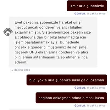 UPS Türkiye Kargo Teslimatı Yapılmıyor Şubede Bekletiyorlar Sonrada İade Edileceği