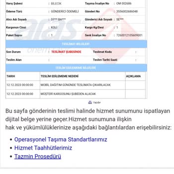 Aras Kargo Adrese Teslim Edilmiyor.
