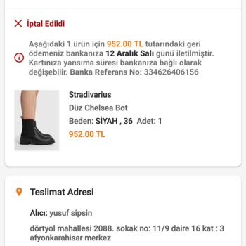 Stradivarius İndirimli Dönemde Sipariş Edilen Ürünün İptali Ve Fiyat Güncellemesi