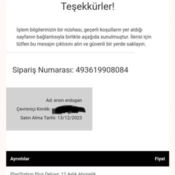 PlayStation Türkiye Play Station Network Hesabımdan İzinsiz Para Çekti