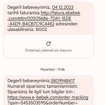 ebebek Bebek Sipariş Görünmüyor