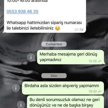 Handeli Aksesuar Değişim Sorunu Geri Dönüş Yapılmıyor