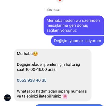 Handeli Aksesuar Değişim Sorunu Geri Dönüş Yapılmıyor