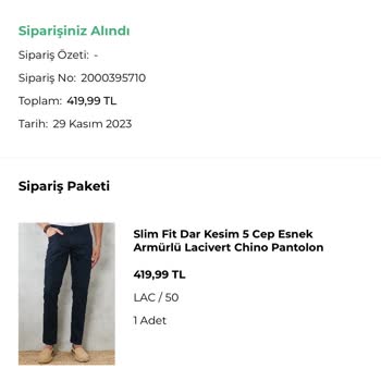 Altınyıldız Classics Kargomun Elime Ulaşmaması