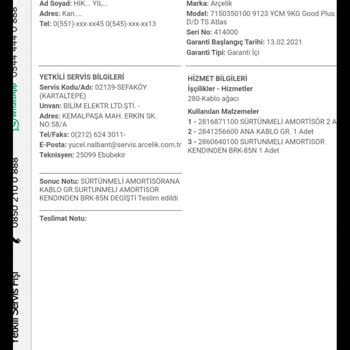 Arçelik Çamaşır Makinesi Sürekli Arıza Veriyor. Yeni Ürün Talebi