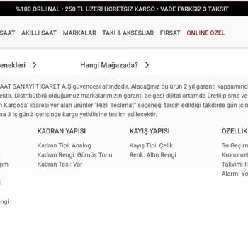 Saat Ve Saat Ayıplı Ürün Ve Yanlış Beyanat