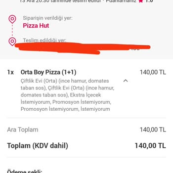 Yemeksepeti Yanlış Ürün Gönderimi