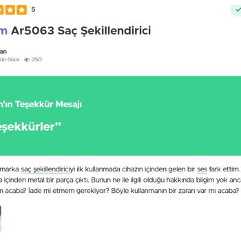 Arzum AR5063 Saç Şekillendirici'den Düşen Parça
