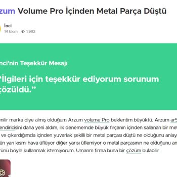 Arzum AR5063 Saç Şekillendirici'den Düşen Parça