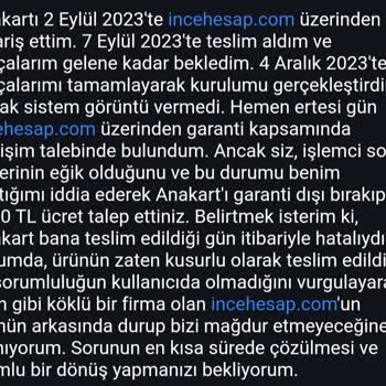 İncehesap Anakartı Bozduğumu İddia Ederek Garanti Dışı Bıraktılar