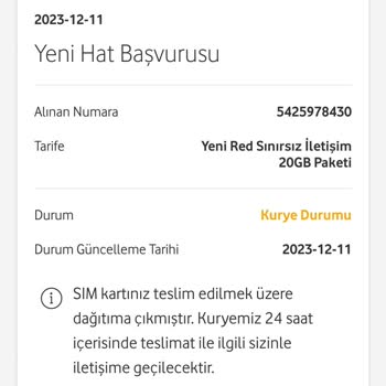 Vodafone Hat Aktivasyonu (kurye Durumu) Problemi