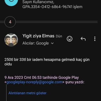 Google Play Ürün İadesi Yatmadı