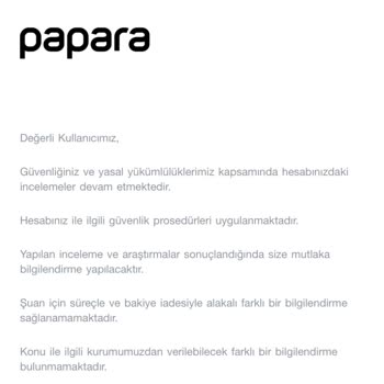 Papara Hesabımdaki Paraya El Koydu