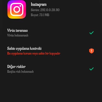 AeroInsta Açılmıyor Zararlı Dosya Olabilir Diyor Telefon