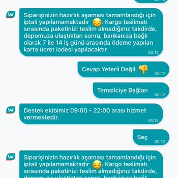 Watsons Sipariş İptal Edilemiyor