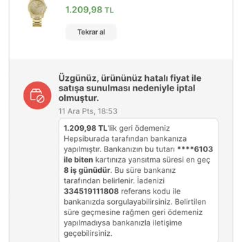 Saat & Saat Firması Kampanyadan Aldığım Saatleri İptal Etti