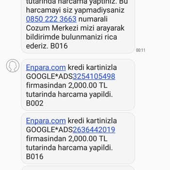 Google Ads3254105498 Enpara Kartımdan İzinsiz Para Çekimi