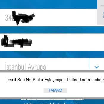 TÜVTÜRK Plaka Tescil No Eşleşmemesi