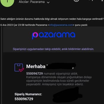Pazarama Sitesinden Aldığım Ürün 8 Gündür Kargoya Verilmedi