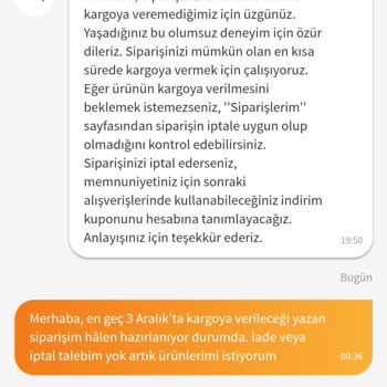Trendyol Siparişlerimin Kargoya Verilmesinin Gecikmesi