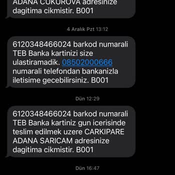 TEB Banka Kartımın Teslimatı
