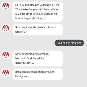 Vodafone Her Şey Yanımda Vodafone Hediye GB Vermedi