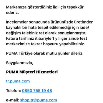 Puma İade Analiz Raporu