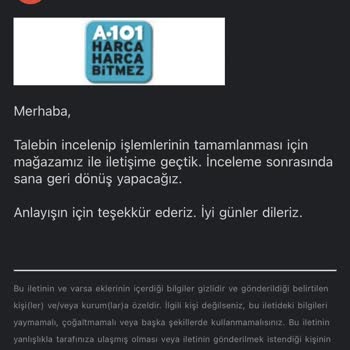 A101 Kapıdan Yanlış Sipariş