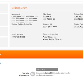 Kargam Trakya Aktarmada Görünüyor. 30.11.2023 Tarihinde MNG Kargoda