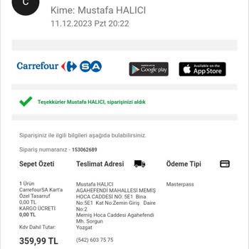 Carrefour SA Ürün Reklamı Yapıyor Alıyorsun Ürün Gelmiyor Şaka Gibi