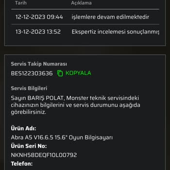 Monster Notebook Serviste Cihazımı Bozup Sorumluluğu Kabul Etmiyorlar