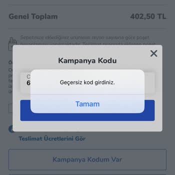 Sigortaladım.com Geçersiz Market Çekleri